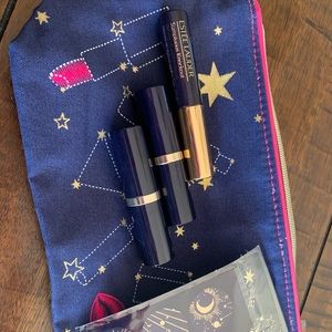 Estée Lauder bag w/ 2 lipsticks & mascara.